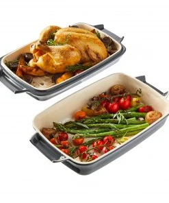 Paderno Bakeware 2-in-1 Ceramic Roaster Set 15 Paderno Bakeware 2-in-1 Ceramic Roaster Set