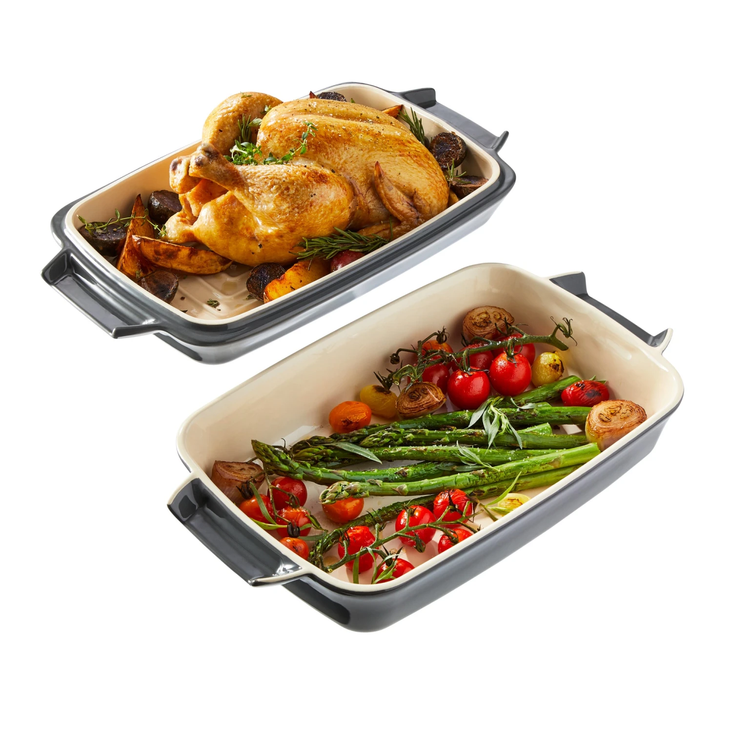 Paderno Bakeware 2-in-1 Ceramic Roaster Set 7 Paderno Bakeware 2-in-1 Ceramic Roaster Set