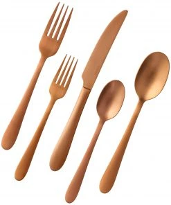 Paderno Caledonia Copper 20 Piece Flatware Set, Matte Finish