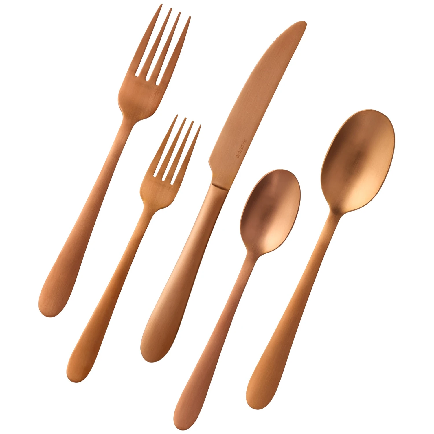 Paderno Caledonia Copper 20 Piece Flatware Set, Matte Finish 3 Paderno Caledonia Copper 20 Piece Flatware Set, Matte Finish