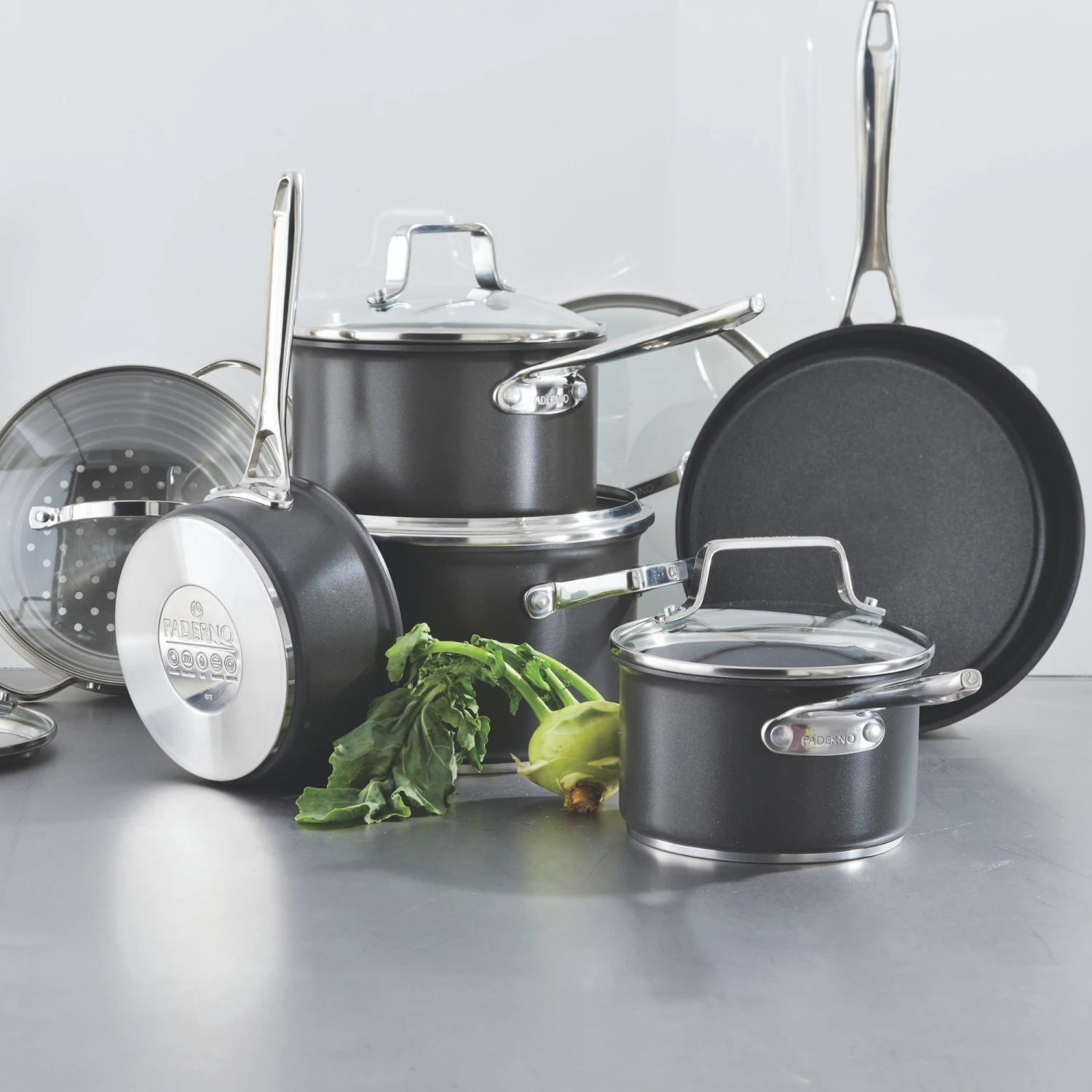 Paderno Cookware Sets Non-Stick Hard-Anodized Cookset, 12-pc | Batterie De Cuisine Antiadhésive, 12 Pièces 6 Paderno Cookware Sets Non-Stick Hard-Anodized Cookset, 12-pc | Batterie De Cuisine Antiadhésive, 12 Pièces