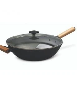 Paderno Classic Non-Stick Cast Iron Wok, 32 Cm