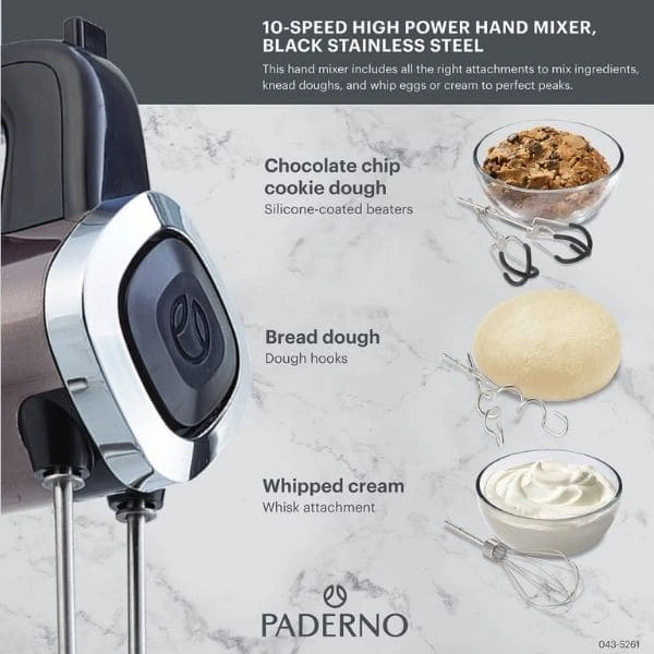 Paderno Appliances 10-Speed High Power Hand Mixer | Mélangeur à Main à 10 Vitesses Haute Puissance 12 Paderno Appliances 10-Speed High Power Hand Mixer | Mélangeur à Main à 10 Vitesses Haute Puissance